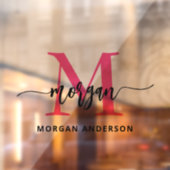 Roze Monogram Naam Bedrijfs- Raamsticker (Vel 2)