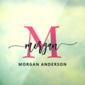 Roze Monogram Naam Bedrijfs- Raamsticker (Vel 3)