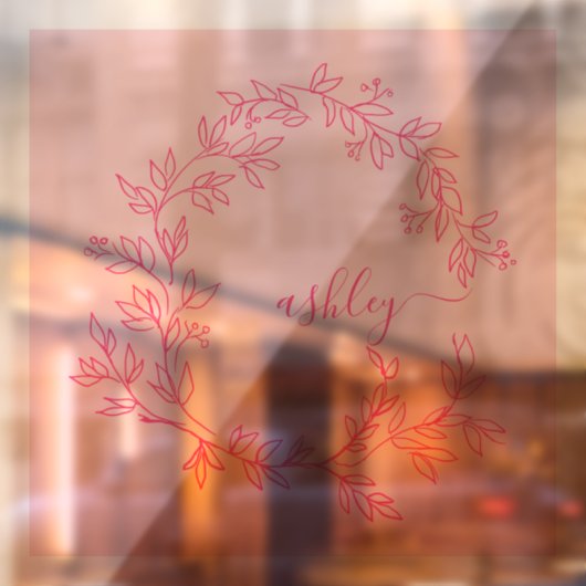 Roze Monogram Naam Bedrijfs- Raamsticker (Vel 2)