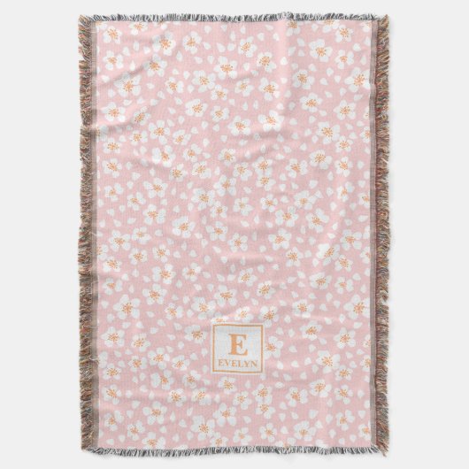 Roze monogram naam dekent throw dekbed deken (Voorkant Verticaal)