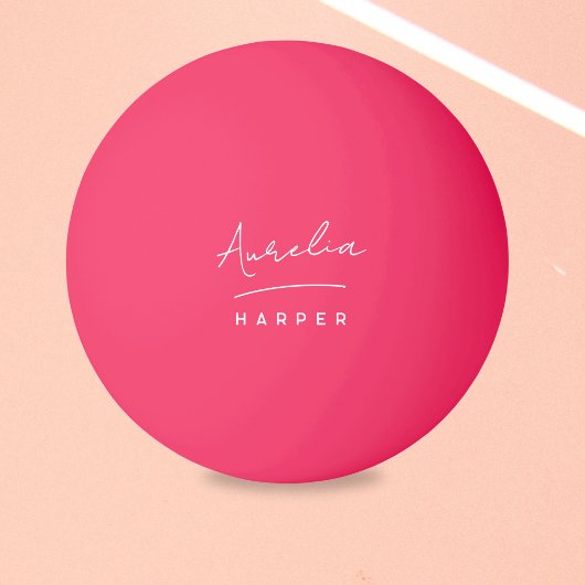 Roze monogram naam gepersonaliseerd pingpongbal
