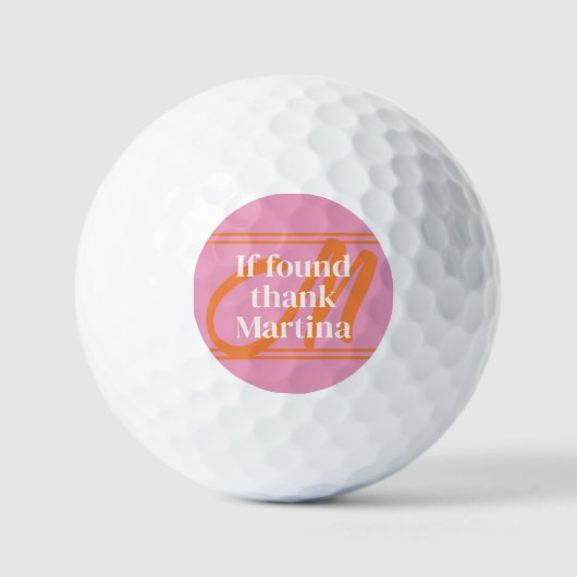 Roze monogram naam grappig golfballen (Voorkant)