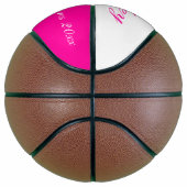 Roze monogram naam, initiaal en team basketbal (Rechts)