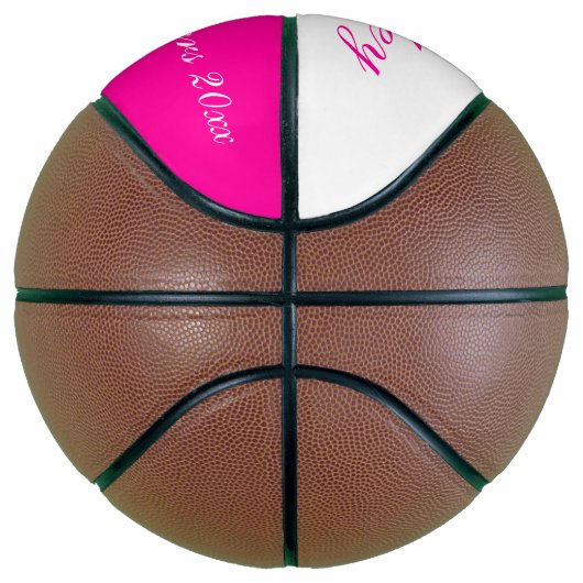 Roze monogram naam, initiaal en team basketbal (Rechts)