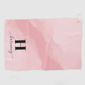 Roze Monogram Naam Initiaal Golfhanddoek (Horizontaal)