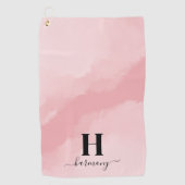 Roze Monogram Naam Initiaal Golfhanddoek (Voorkant)