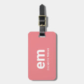 Roze Monogram Naam Modern Elegant Bagagelabel (Voorkant verticaal)