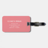 Roze Monogram Naam Modern Elegant Bagagelabel (Achterkant horizontaal)