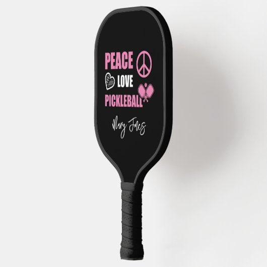 Roze monogram Naam Modern Peace Love Pickleball Paddle (Links)
