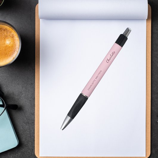 Roze monogram naam script pen