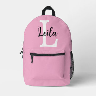 Roze Monogram Naam Script Persoonlijk Ontwerp Bedrukte Rugzak