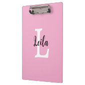 Roze Monogram Naam Script Persoonlijk Ontwerp Klembord (Links)