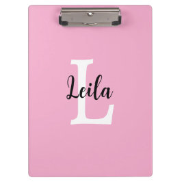 Roze Monogram Naam Script Persoonlijk Ontwerp Klembord