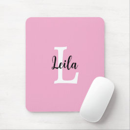 Roze Monogram Naam Script Persoonlijk Ontwerp Muismat