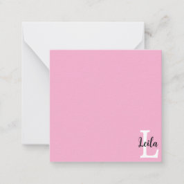 Roze Monogram Naam Script Persoonlijk Ontwerp Notitiekaartje