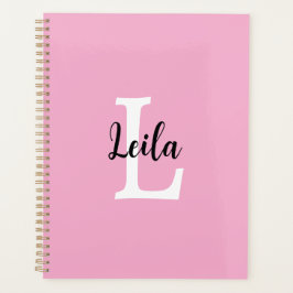 Roze Monogram naam script Persoonlijk ontwerp Planner