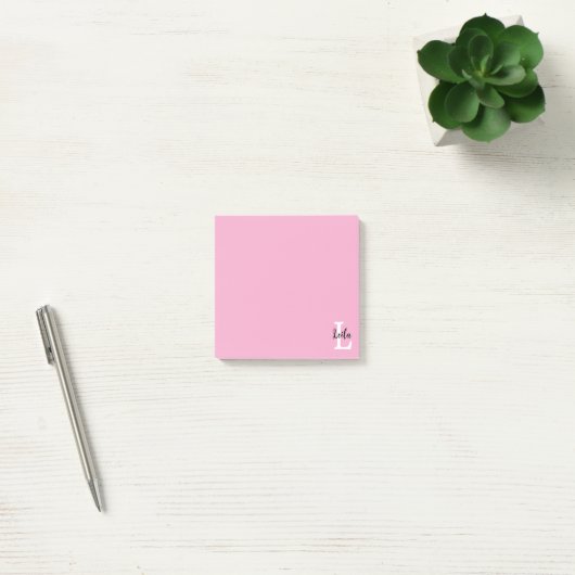 Roze Monogram Naam Script Persoonlijk Ontwerp Post-it® Notes (Kantoor)