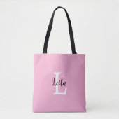Roze Monogram Naam Script Persoonlijk Ontwerp Tote Bag (Voorkant)