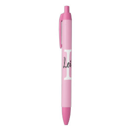 Roze Monogram Naam Script Persoonlijk Ontwerp Zwarte Inkt Pen