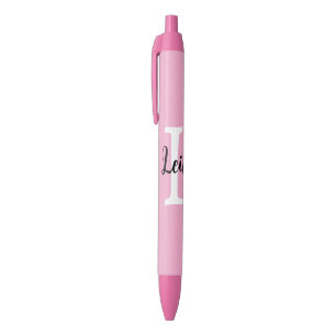 Roze Monogram Naam Script Persoonlijk Ontwerp Zwarte Inkt Pen