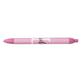 Roze Monogram Naam Script Persoonlijk Ontwerp Zwarte Inkt Pen (Voorkant)