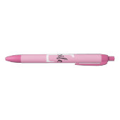 Roze Monogram Naam Script Persoonlijk Ontwerp Zwarte Inkt Pen (Bodem)