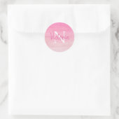 Roze Monogram Naam Script Ronde Sticker (Tas)