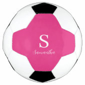Roze Monogram Naam Voetbal (Voorkant)