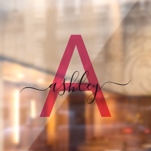 Roze Monogram Naam Zakelijk Bedrijfs- Raamsticker (Vel 2)