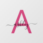Roze Monogram Naam Zakelijk Bedrijfs- Raamsticker (Vel)