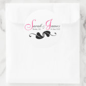 Roze Monogram Namen Datum Plaats Bruiloft Stickers (Tas)