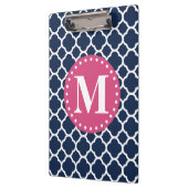Roze Monogram Navy Quatrefoil Pattern Klembord (Links)