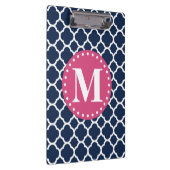 Roze Monogram Navy Quatrefoil Pattern Klembord (Rechts)