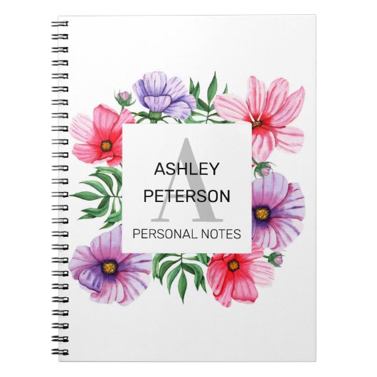 Roze Monogram op maat gepersonaliseerd gif Notitieboek (Voorkant)