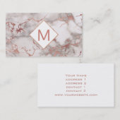 Roze monogram op roos gouden marmer visitekaartje (Voorkant / Achterkant)