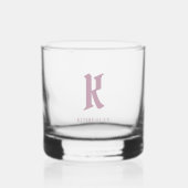 Roze Monogram, oude stijl letter typografie Whisky Glas (Voorkant)