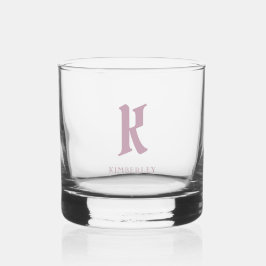 Roze Monogram, oude stijl letter typografie Whisky Glas