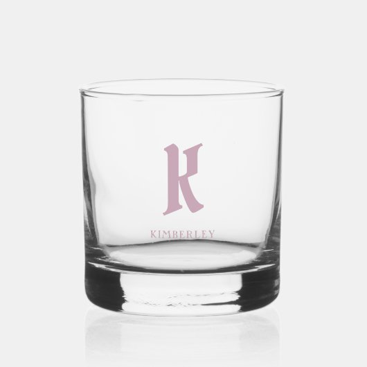 Roze Monogram, oude stijl letter typografie Whisky Glas (Voorkant)