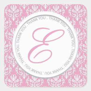  roze monogram partij voor teken vierkante sticker