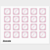 Roze Monogram Party Favor Stickers (Vel)