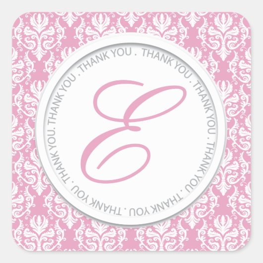 Roze Monogram Party Favor Stickers (Voorkant)