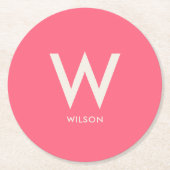 Roze Monogram Persoonlijk Feest Ronde Kartonnen Onderzetter (Voorkant)