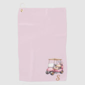 Roze Monogram Persoonlijk Ontwerp Aangepast Cadeau Golfhanddoek (Voorkant)