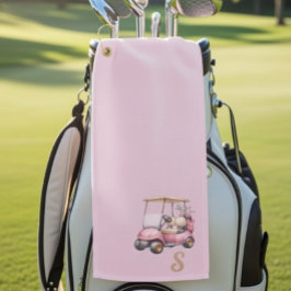 Roze Monogram Persoonlijk Ontwerp Aangepast Cadeau Golfhanddoek