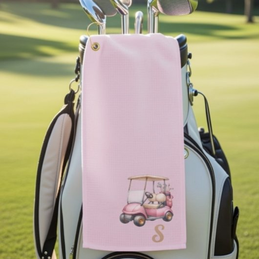 Roze Monogram Persoonlijk Ontwerp Aangepast Cadeau Golfhanddoek