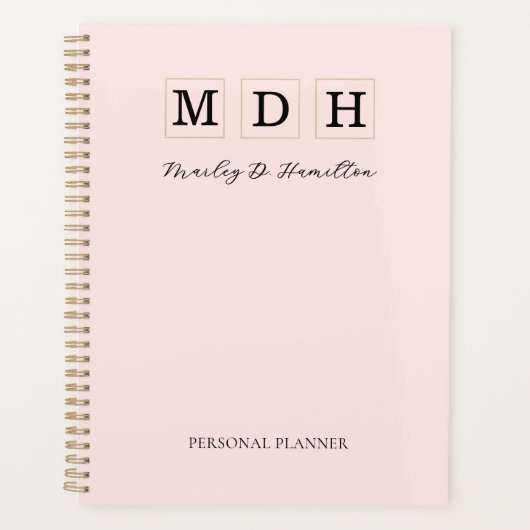 Roze Monogram Persoonlijk Planner (Voorkant)