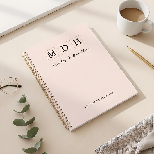 Roze Monogram Persoonlijk Planner