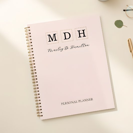 Roze Monogram Persoonlijk Planner