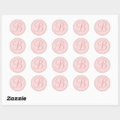 Roze monogram persoonlijke afdichtingen ronde sticker (Vel)