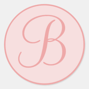 Roze monogram persoonlijke afdichtingen ronde sticker